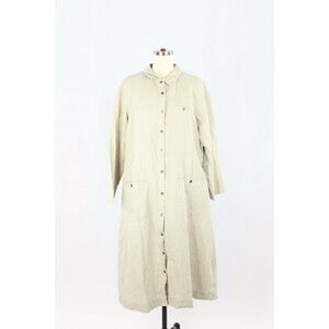 GUDRUN SJODEN Lagenlook Beige Cotton Linen Oversized Tunic Shirt Dress, Size M